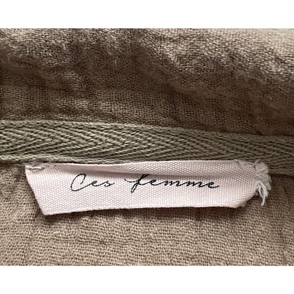 Ces Femme Blouse Top Womens Small Brown 100% Cotton Gauzy Relaxed Lagenlook Boho - Picture 3 of 9
